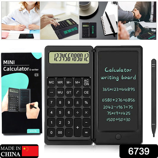 Foldable Calculator With 6 Inch LCD Tablet Digital Drawing Pad Stylus Pen Erase Button Lock Function Smart Calculator
